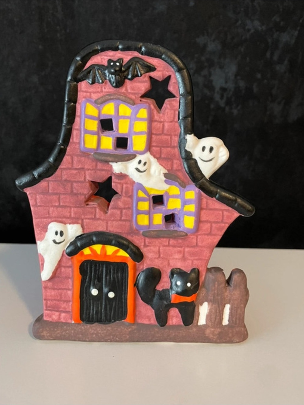 Vintage 90s Halloween Haunted House Tealight Candle Holder